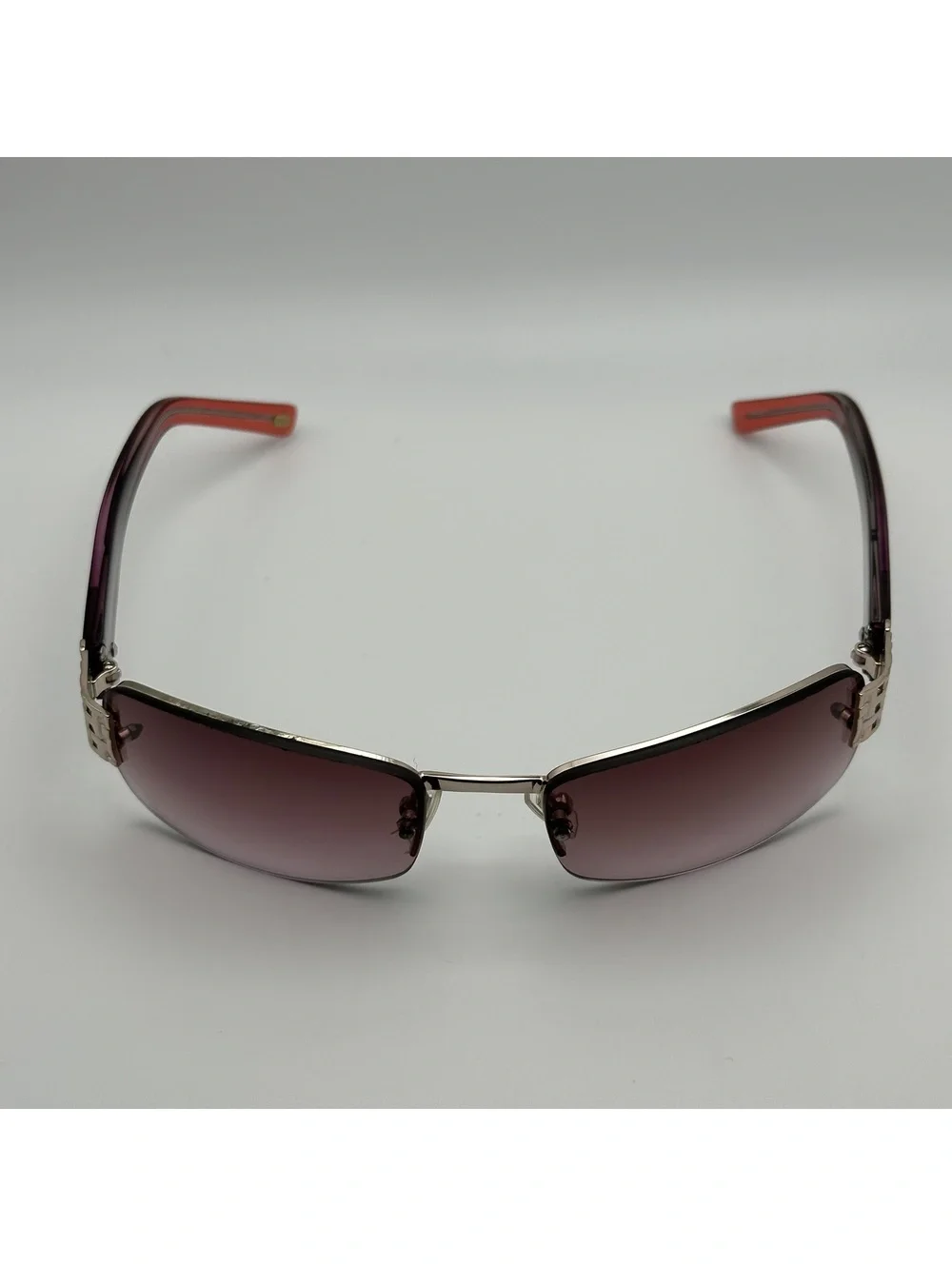 Fossil Women's Rimless Sunglasses with Purple Gradient Lenses and Ombre Arms